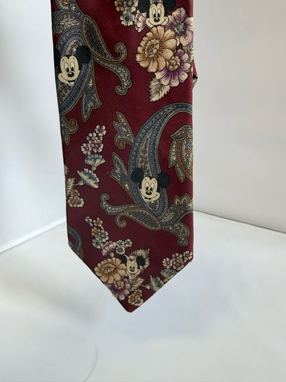 Vintage Disney Mickey Mouse Paisley Floral Print Neck Tie 100% Silk Walt Disney - Picture 5 of 7